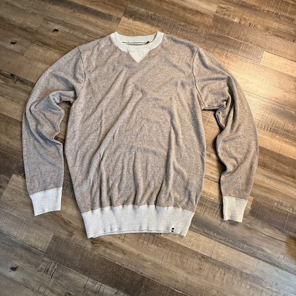 Joe's Jeans Tan Heathered Crew Neck Sweater * LARGE Casual Elevated Quiet Lux